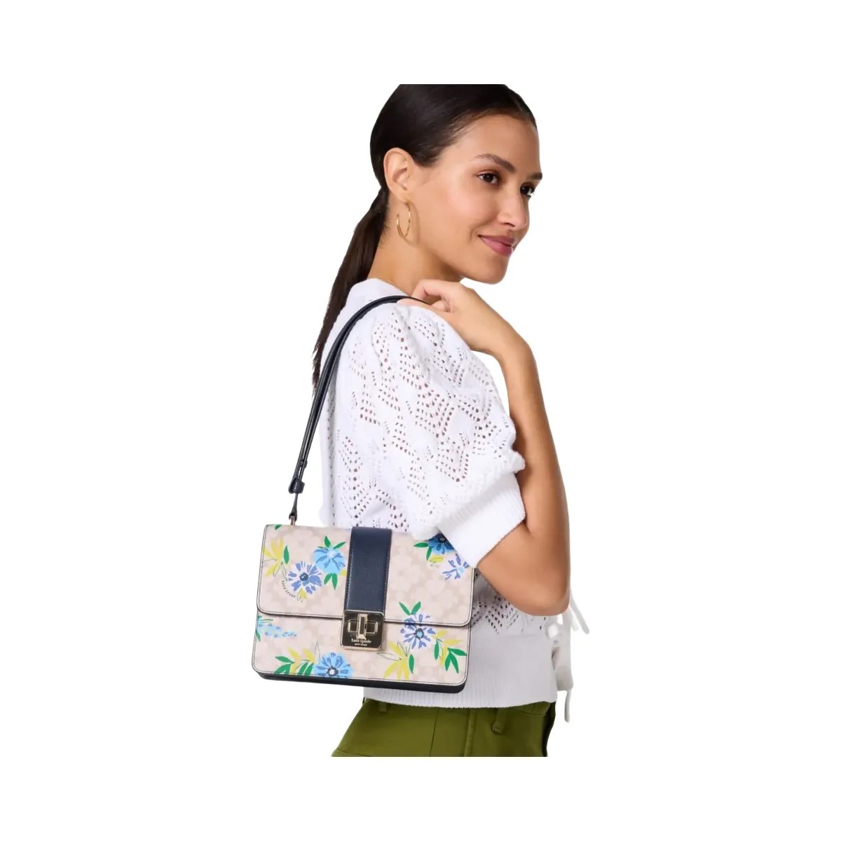 Kate Spade Flower Floral Small Flap Shoulder Bag Blazer Blue Multi - HypeFly India View 2