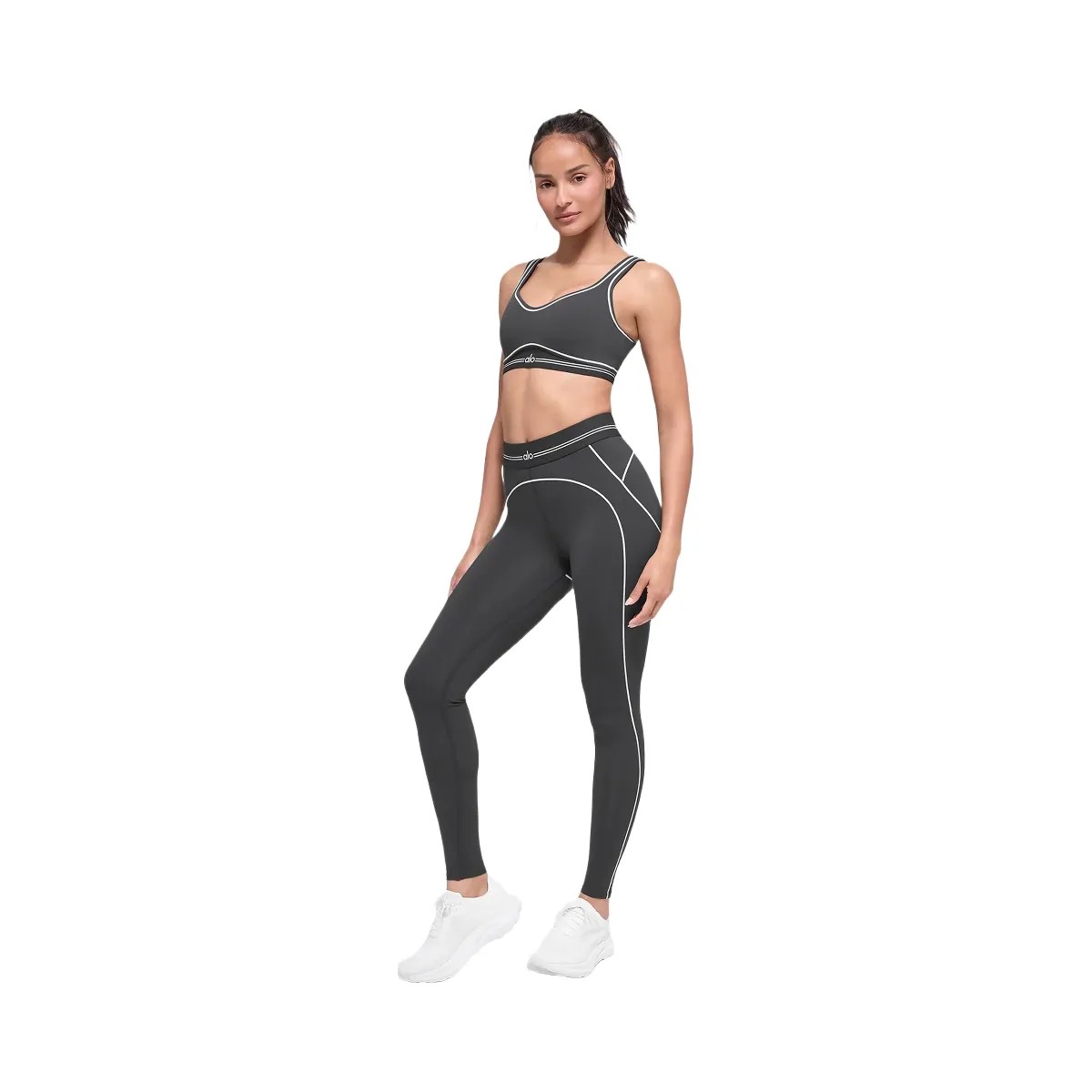 Alo Women's Airbrush High-Waist Heart Throb Legging - Anthracite/White - HypeFly India View 5