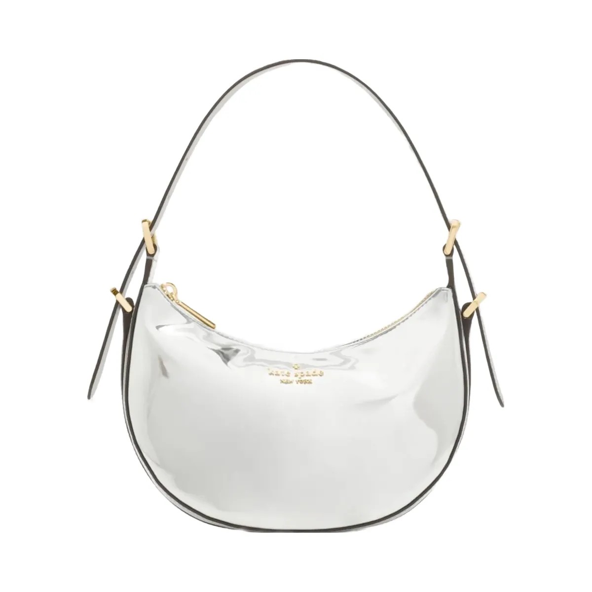 Kate Spade Nova Mirror Metallic Small Crescent Shoulder Bag Silver - HypeFly India View 1