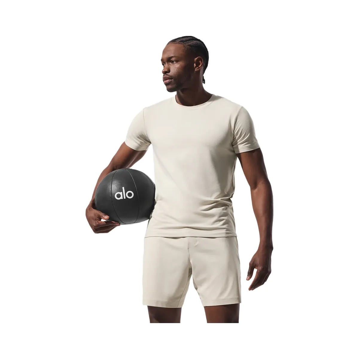 Alo Men's Conquer Reform Crewneck Short Sleeve - Bone - HypeFly India View 2
