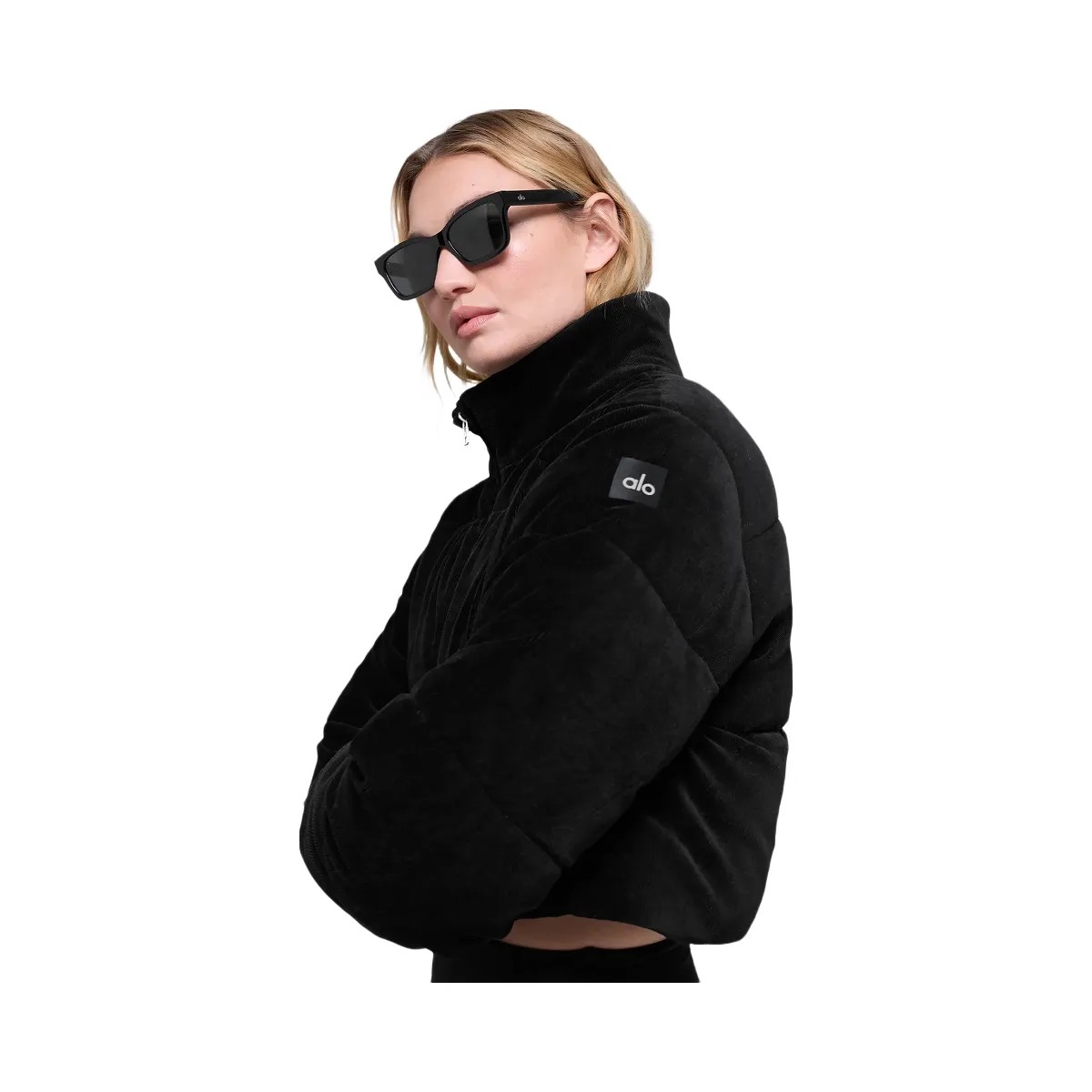 Alo Women's Micro Corduroy Dreamy Puffer - Black - HypeFly India View 4