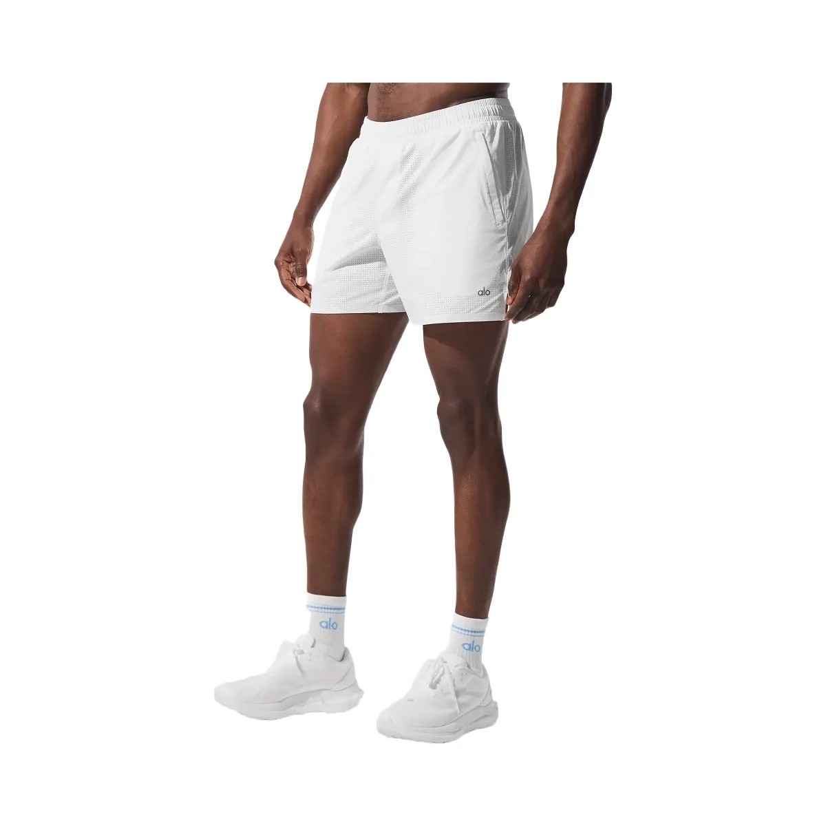 Alo Men's 5" Traction Running Short - White - HypeFly India View 5