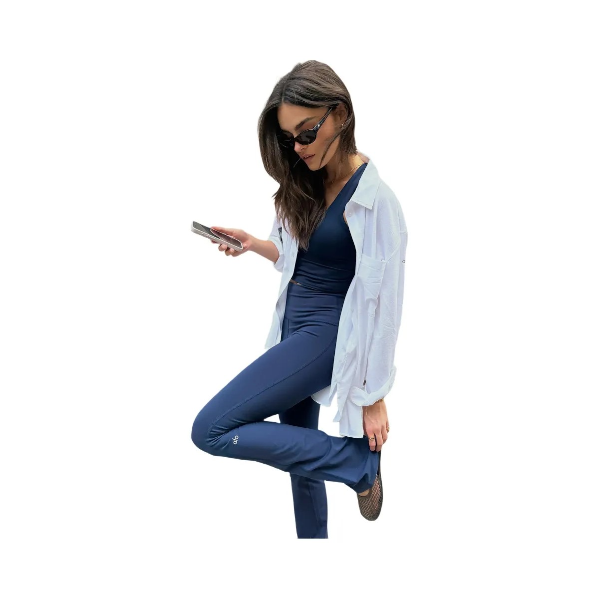 Alo Women's Airbrush High-Waist 7/8 Bootcut Legging - Navy - HypeFly India View 5
