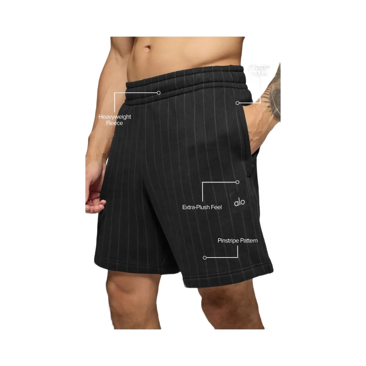 Alo Men's 7" Pinstripe Short - Black Pinstripe - HypeFly India View 2