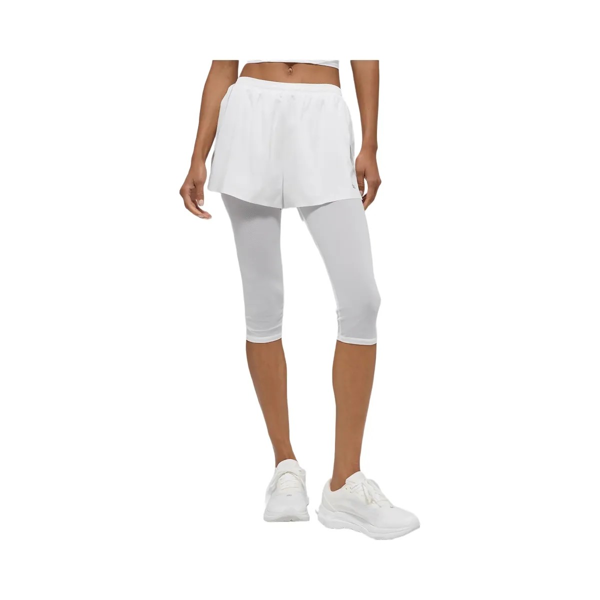 Alo Women's Mesh Front Runner 2 In 1 Short - White - HypeFly India View 1