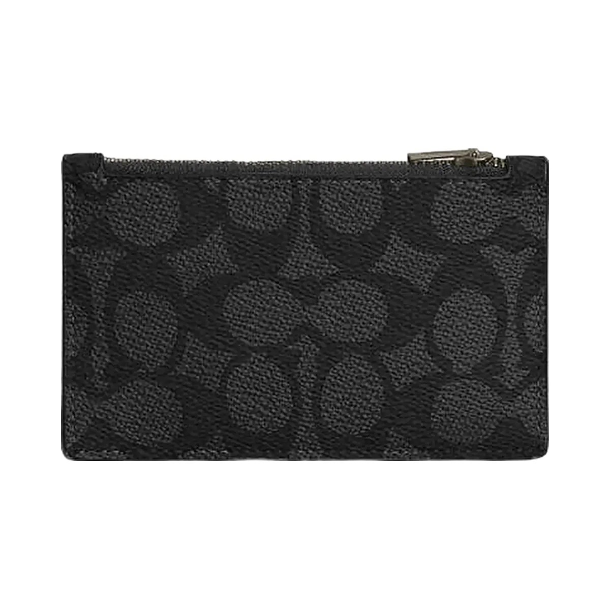 Coach Zip Card Case In Signature Canvas Signature Canvas-Gunmetal-Charcoal-Black - HypeFly India View 1