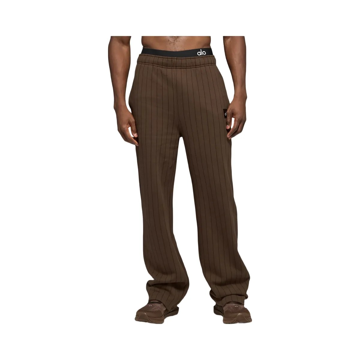 Alo Men's Pinstripe Straight Leg Sweatpant - Espresso Pinstripe - HypeFly India View 1