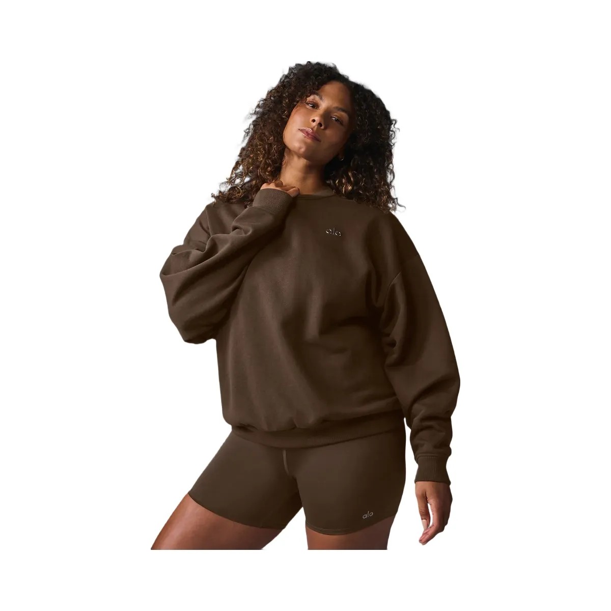 Alo Women's Accolade Crew Neck Pullover - Espresso - HypeFly India View 5