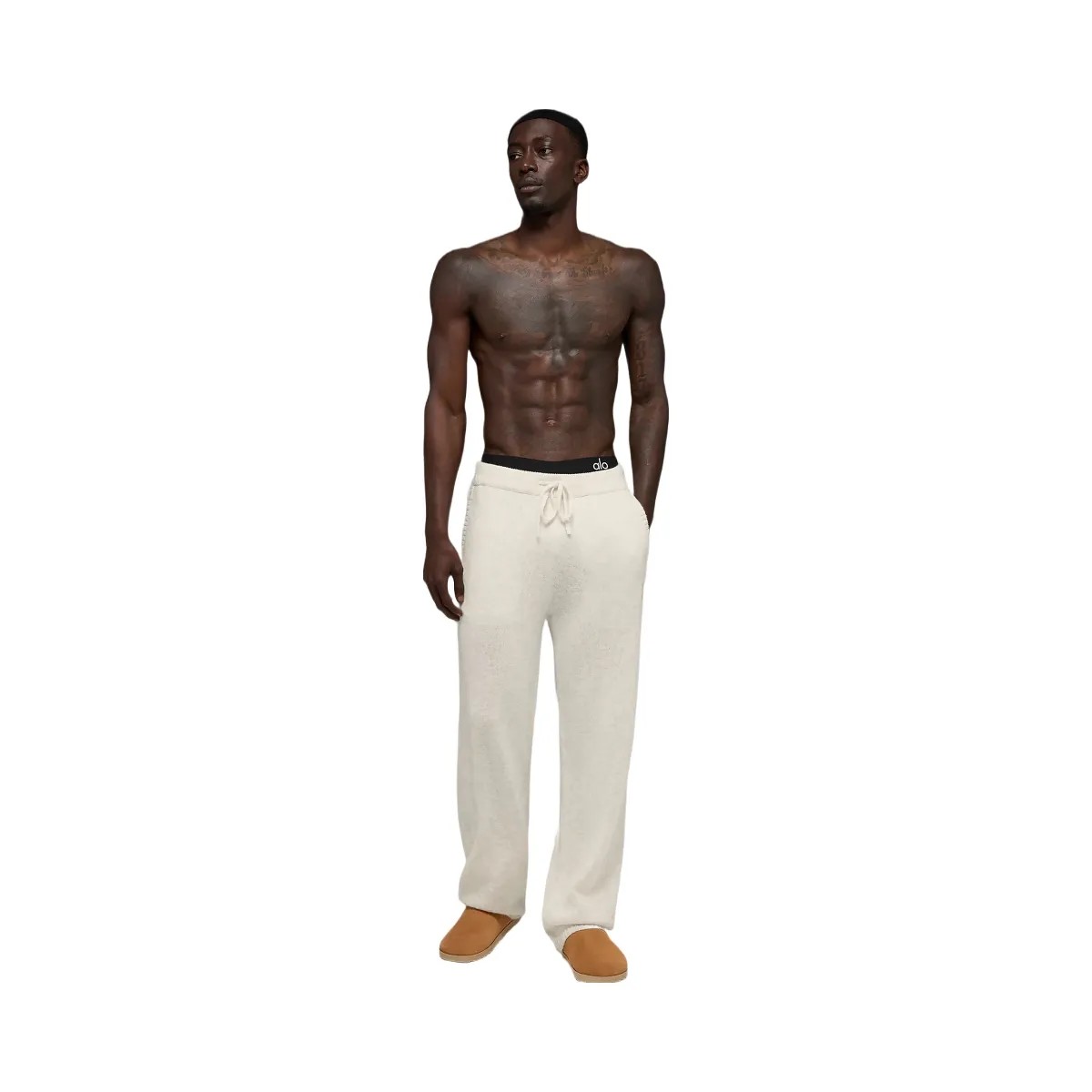Alo Men's Wool Cashmere New Class Sweatpant - Bone Heather - HypeFly India View 1
