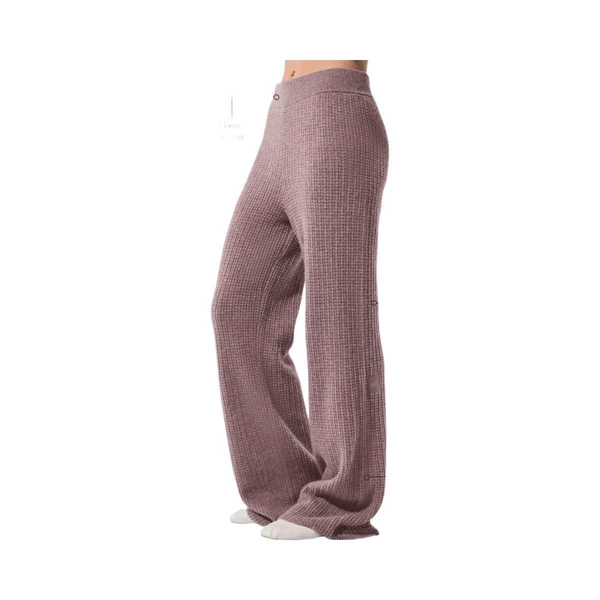 Alo Women's Cashmere High-Waist Plush Waffle Pant - Mushroom Heather - HypeFly India View 1