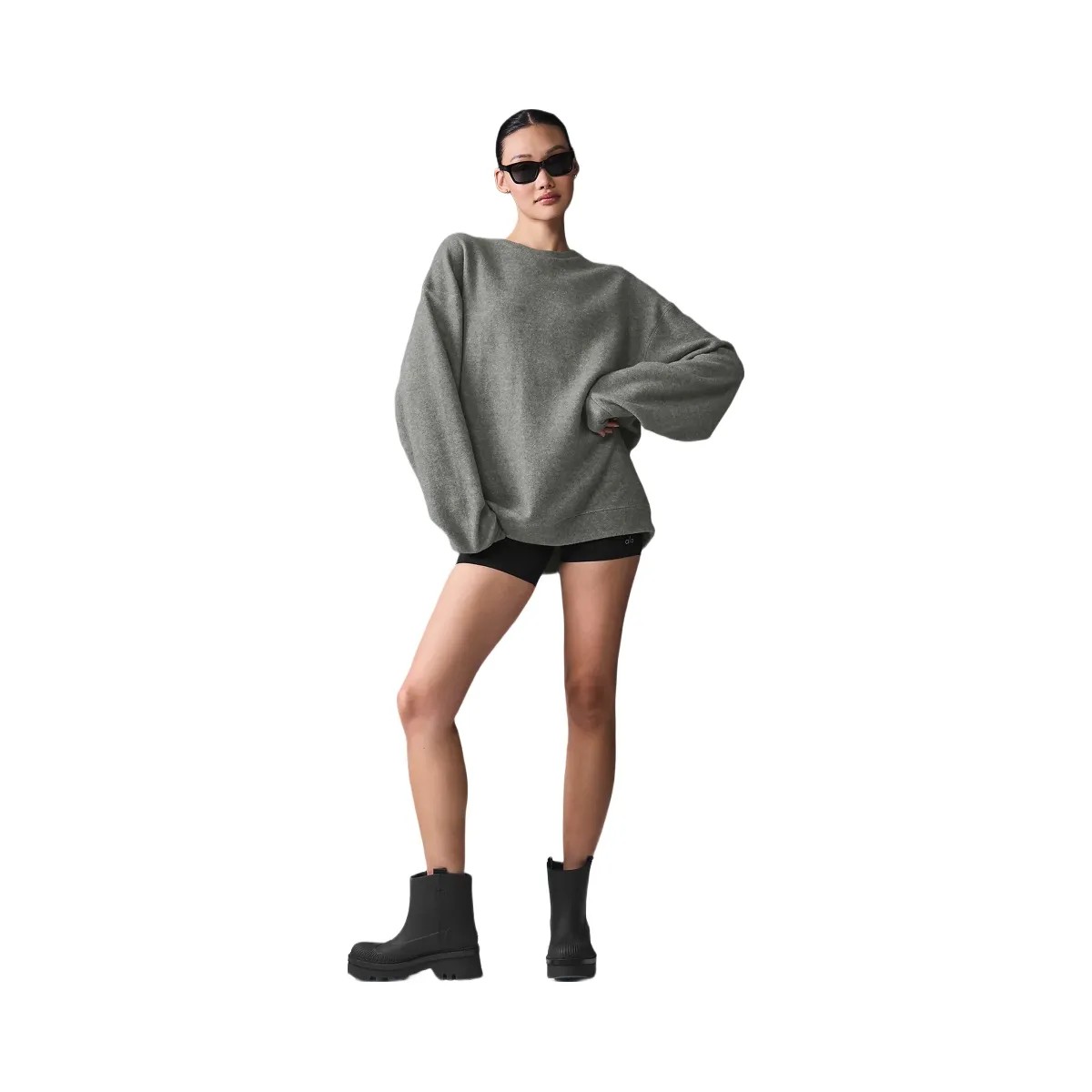 Alo Women's Triumph Restore Crew Neck Sweatshirt - Grey Triblend - HypeFly India View 1