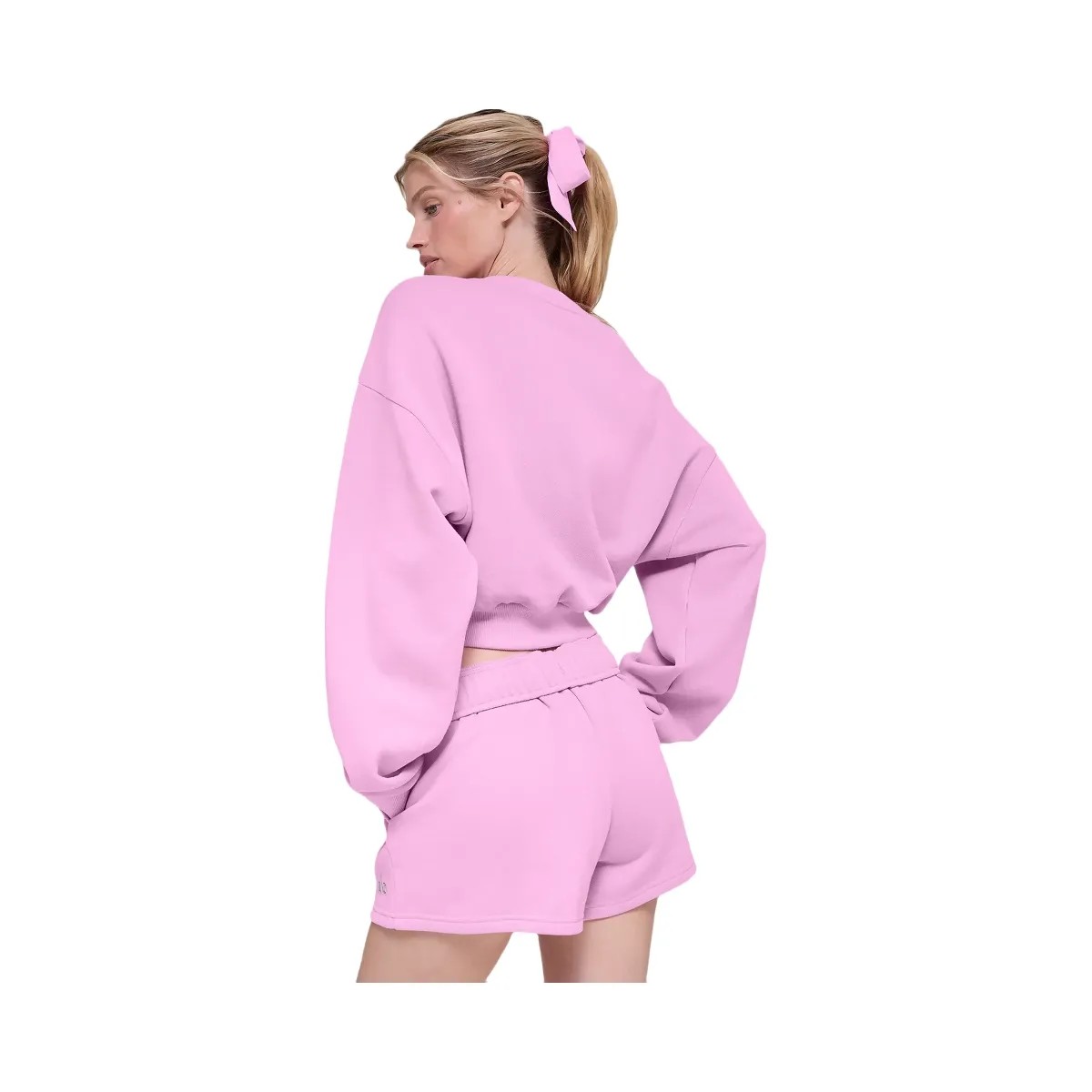 Alo Women's Cropped Accolade Crewneck - Candy Heart Pink - HypeFly India View 2