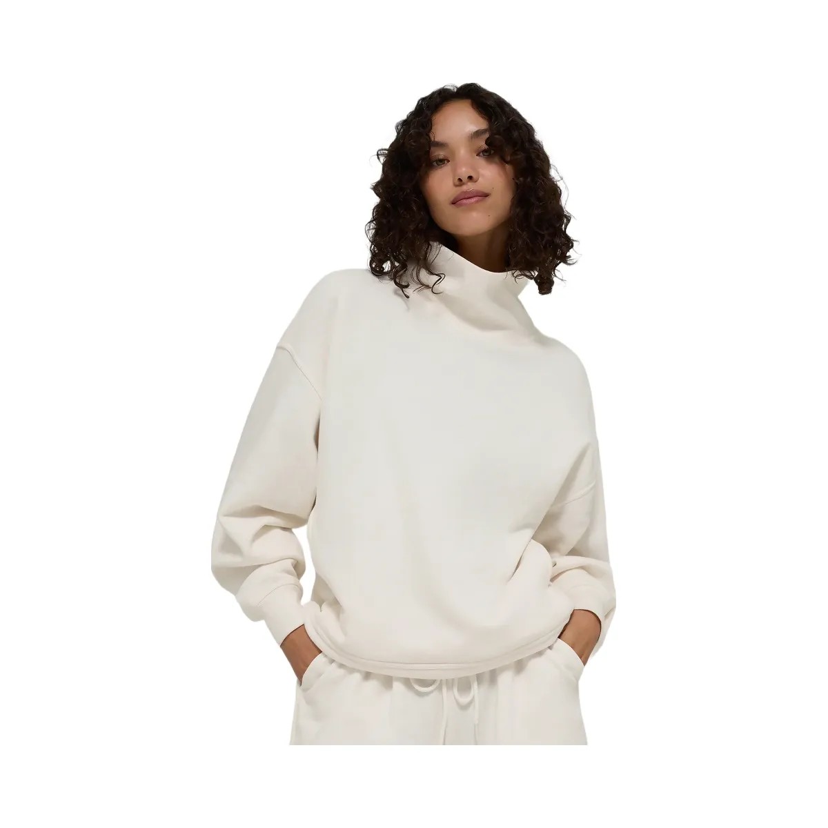 Alo Women's Hazy Mock Neck Pullover - Ivory - HypeFly India View 1