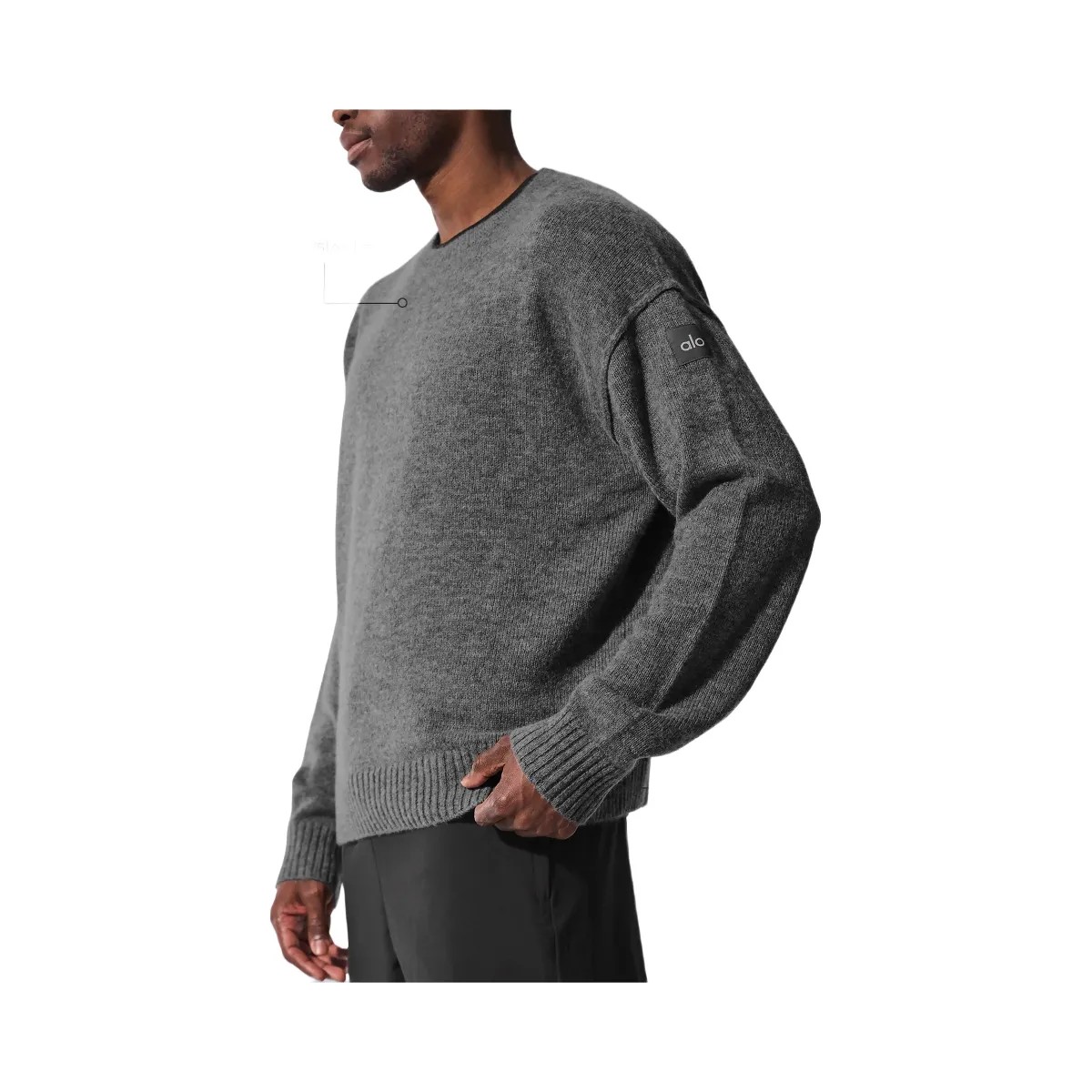 Alo Men's Unisex Wool Cashmere New Class Crewneck Sweater - Platinum Grey - HypeFly India View 4