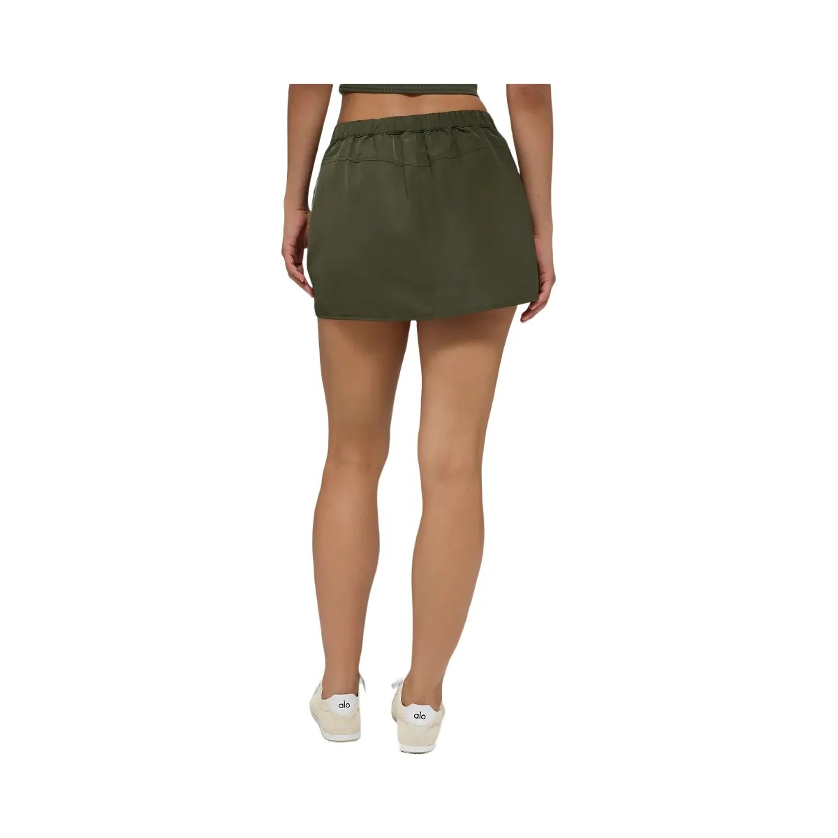 Alo Women's Work It Mini Skirt - Green Olive - HypeFly India View 3