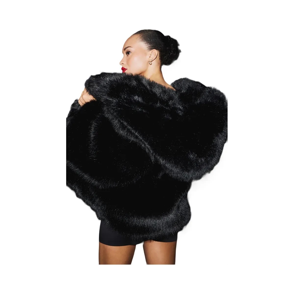 Alo Women's Opulent Faux Fur Statement Jacket - Black - HypeFly India View 2