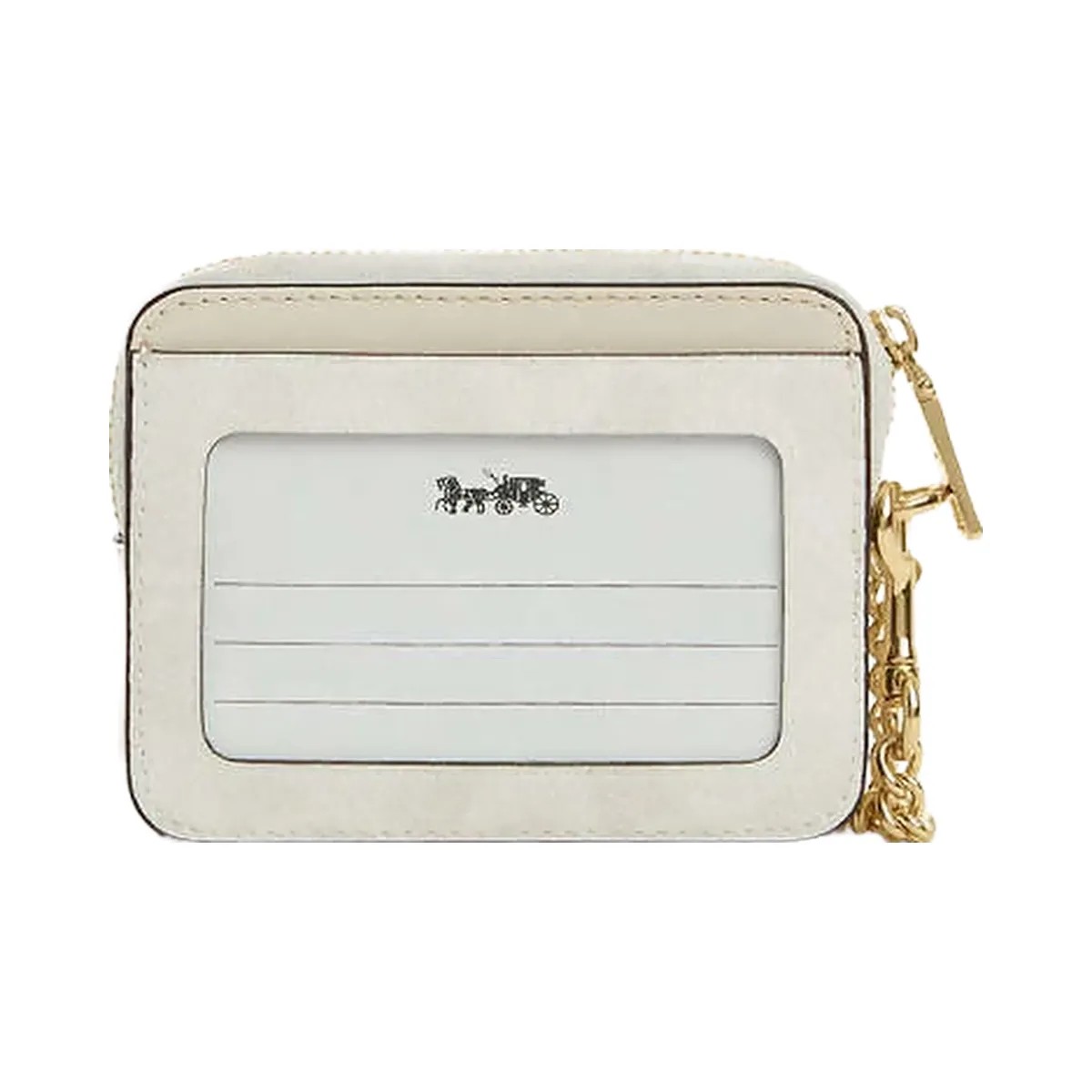 Coach Zip Card Case In Signature Canvas Signature Canvas-Gold-White-Chalk - HypeFly India View 1