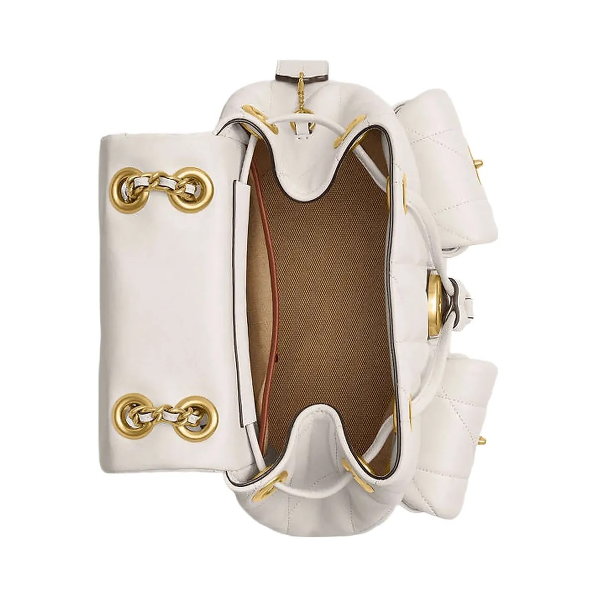 Coach Tabby Backpack With Pillow Quilting Nappa Leather-Brass-Chalk - HypeFly India View 3