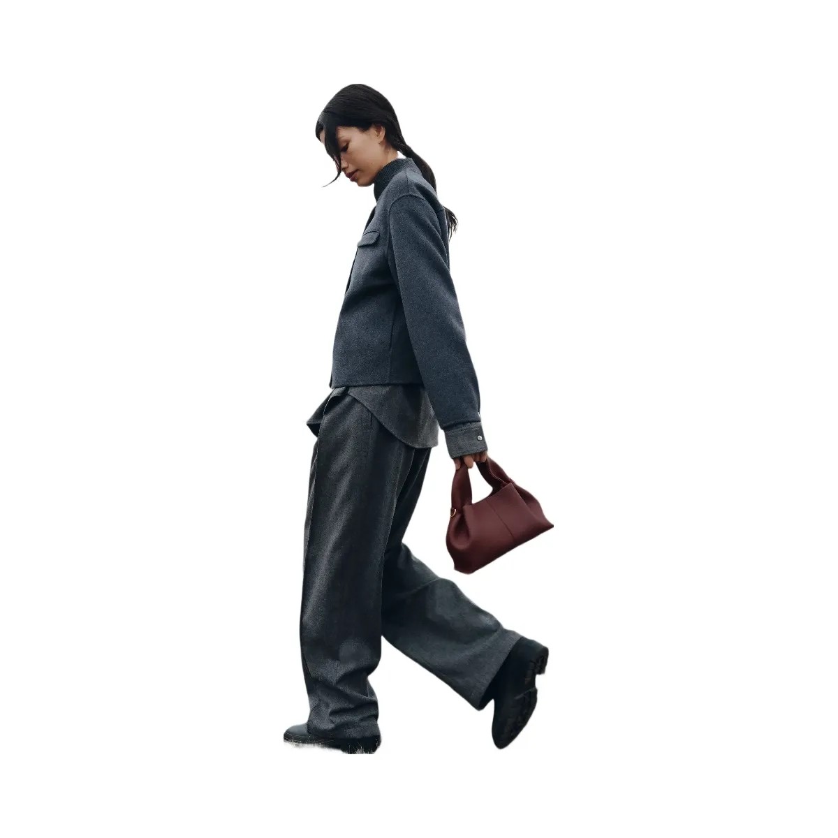 Polene Numero Neuf Mini Textured Black Cherry - HypeFly India View 5