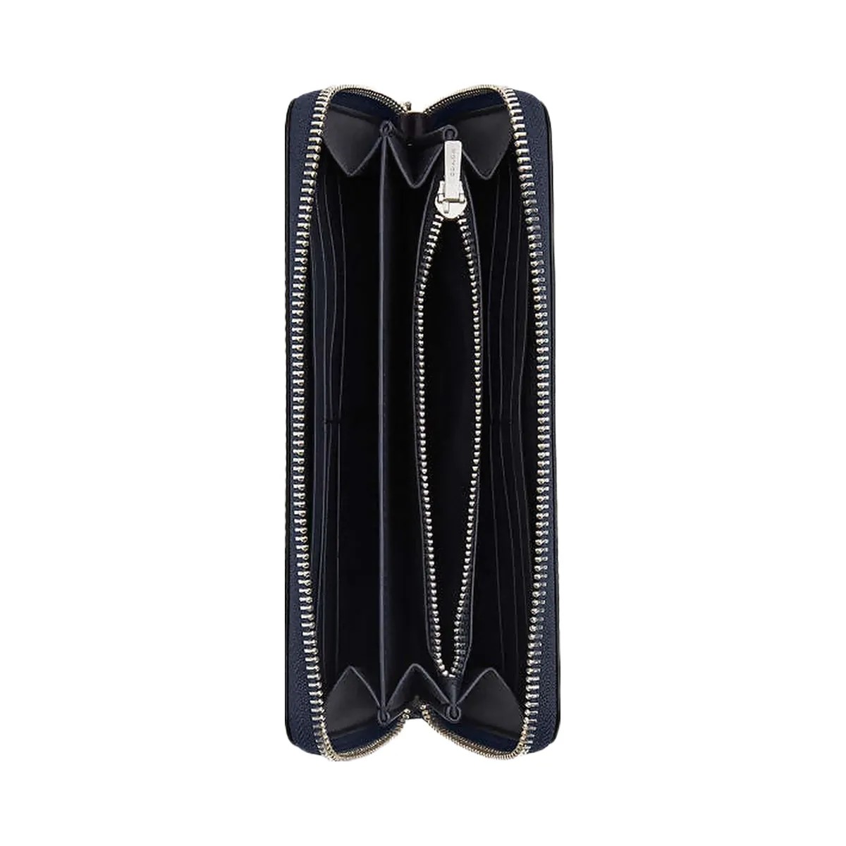 Coach Long Zip Around Wallet In Signature Canvas Silver-Dark Denim - HypeFly India View 1