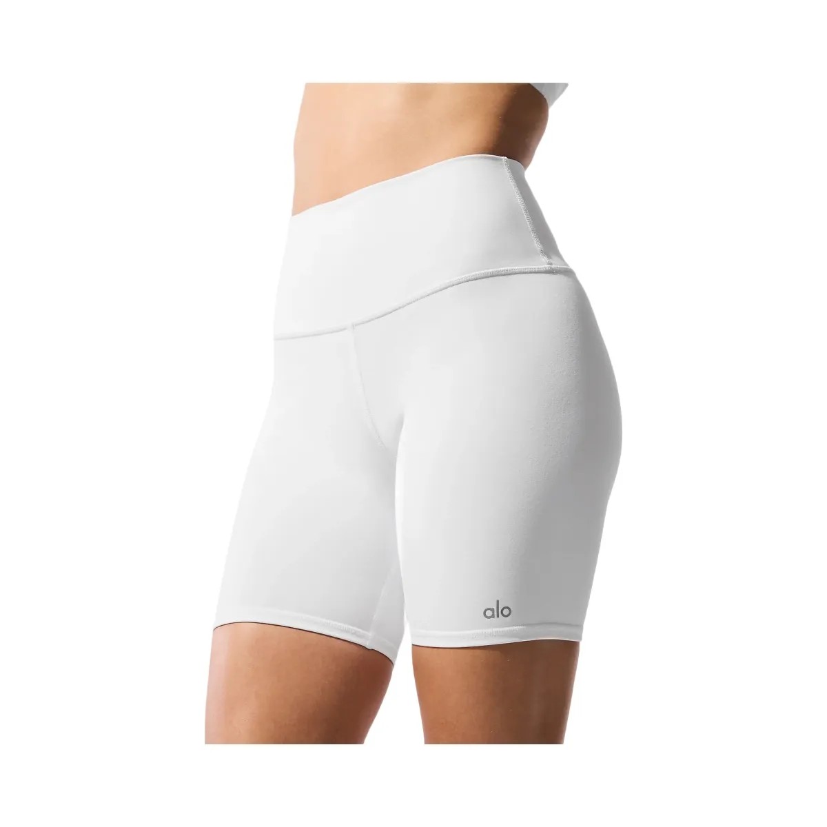 Alo Women's 7" High-Waist Biker Short - White - HypeFly India View 4