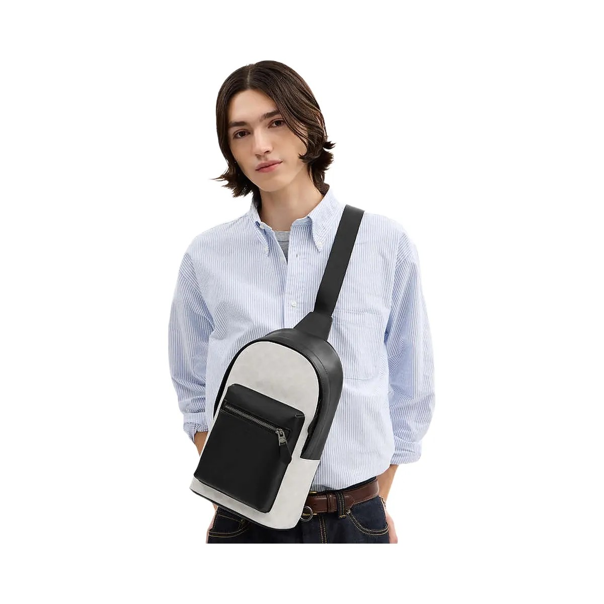 Coach West Pack In Signature Canvas Signature Canvas-Gunmetal-Chalk-Black - HypeFly India View 2