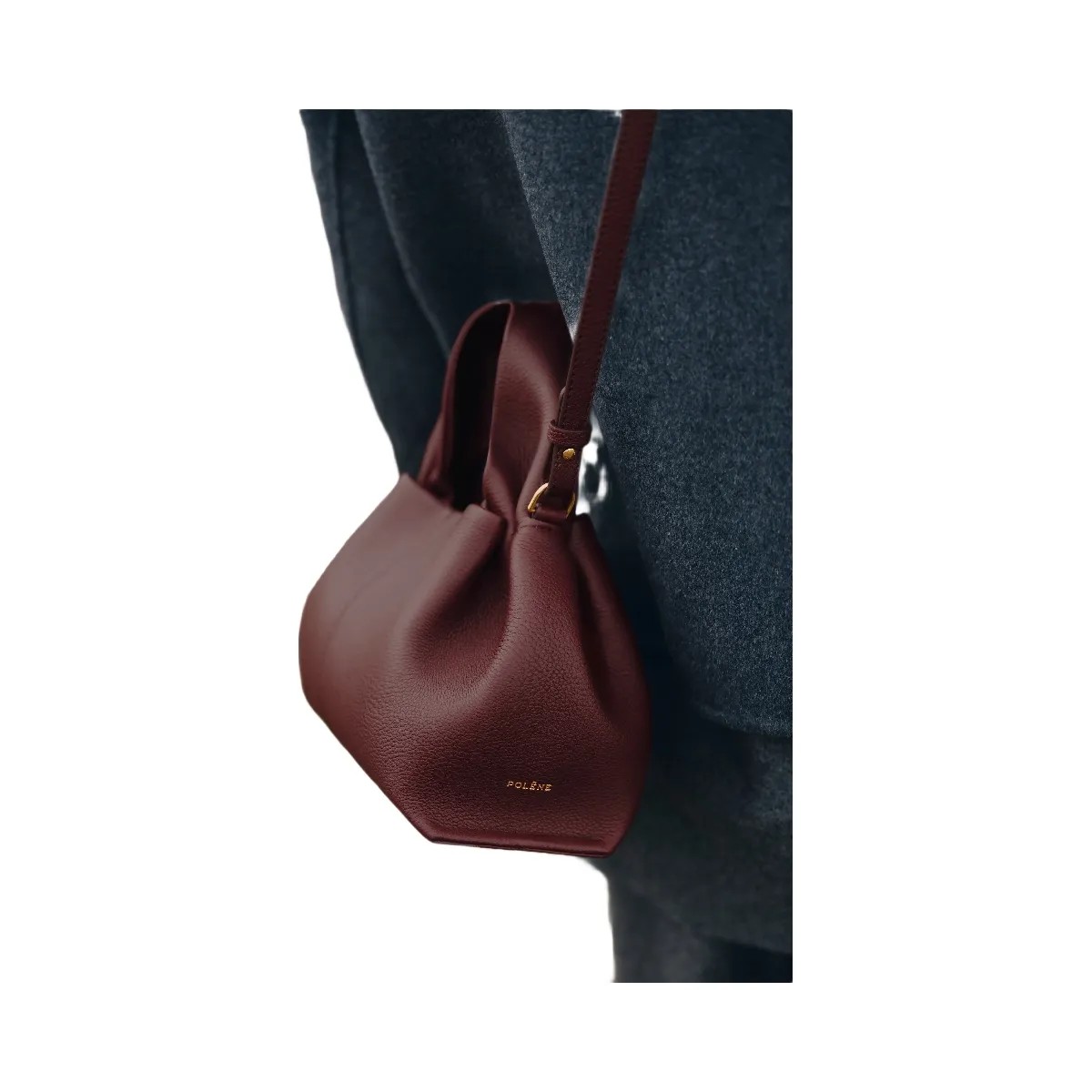 Polene Numero Neuf Mini Textured Black Cherry - HypeFly India View 4