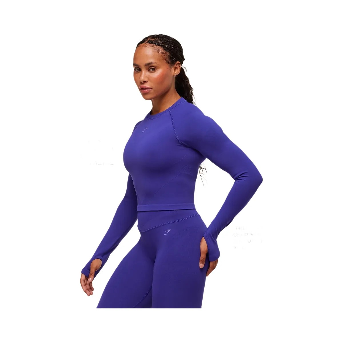 Gymshark Activate Long Sleeve Crop Top - Cobalt Purple - HypeFly India View 2