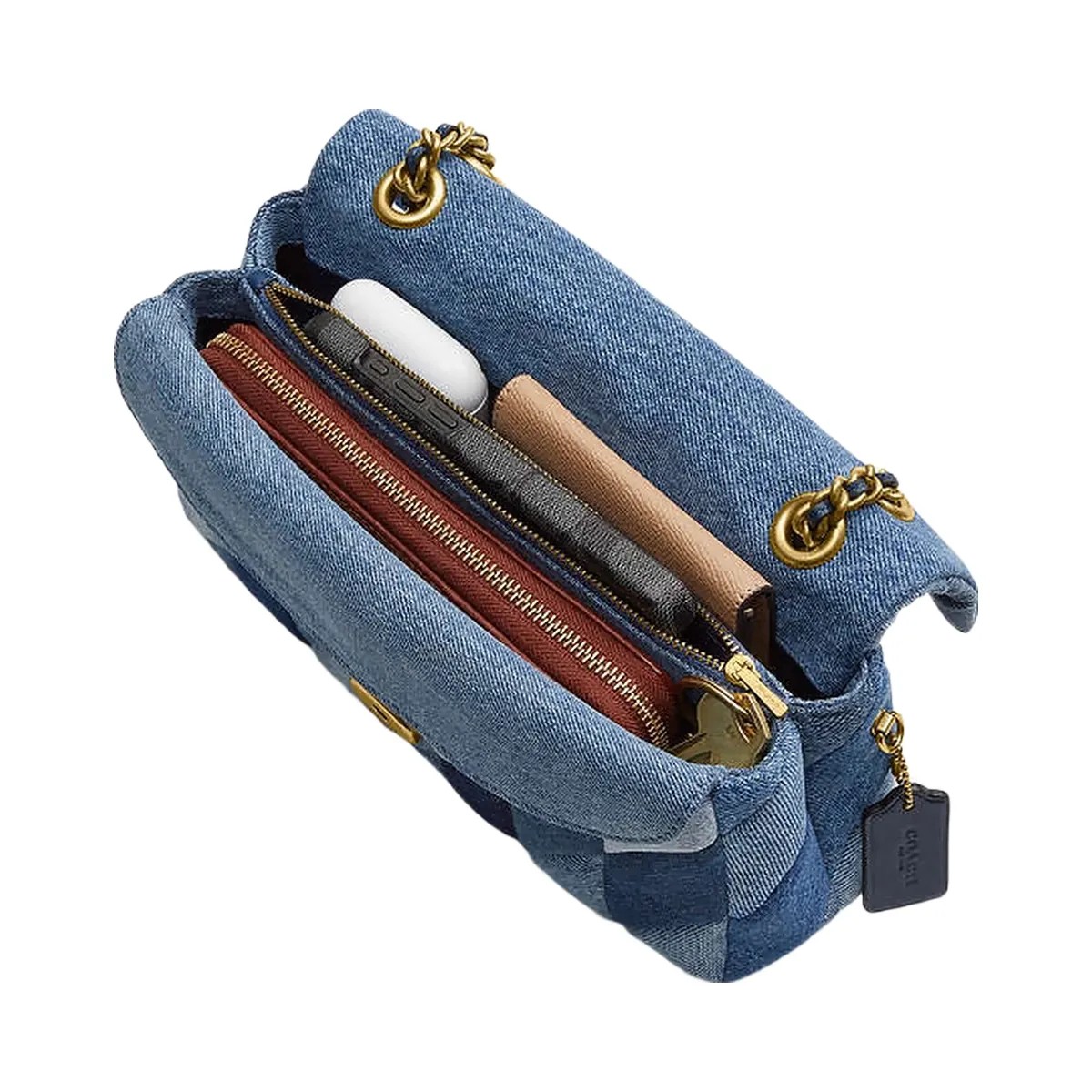 Coach Tabby Shoulder Bag 26 With Patchwork Quilting Denim-Brass-Denim - HypeFly India View 4