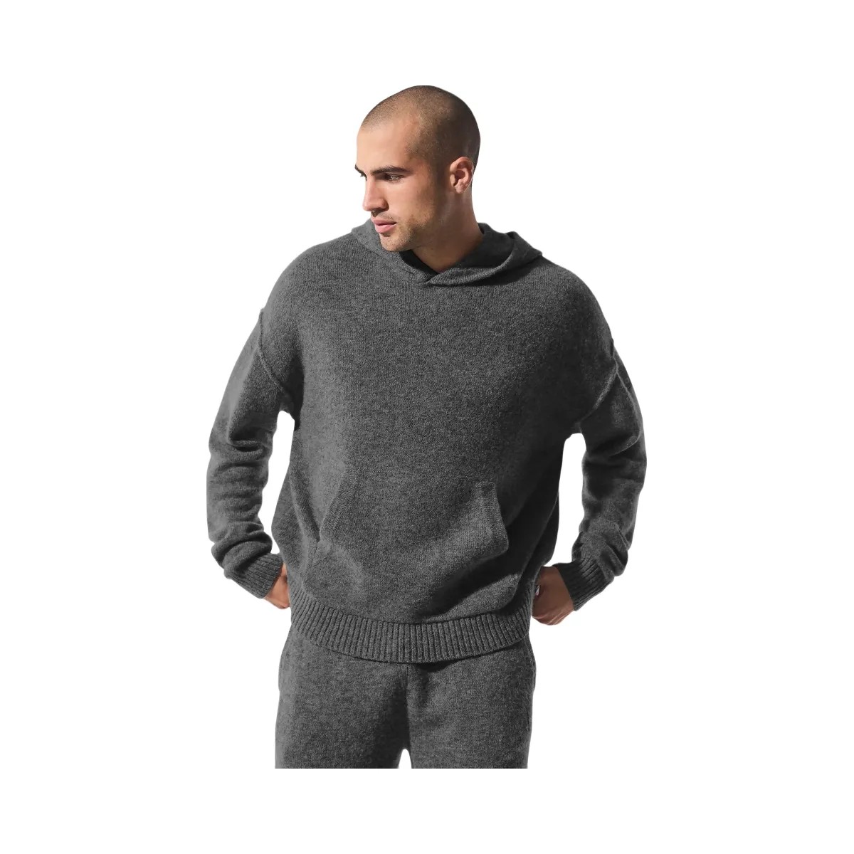 Alo Men's Wool Cashmere New Class Hoodie - Platinum Grey - HypeFly India View 1