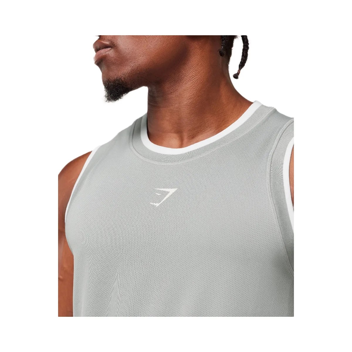 Gymshark Graphic Basketball Mesh Tank - Silver Grey - HypeFly India View 6