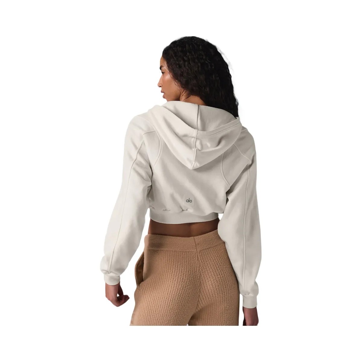 Alo Women's Sweet Escape Zip Up Hoodie - Ivory - HypeFly India View 3
