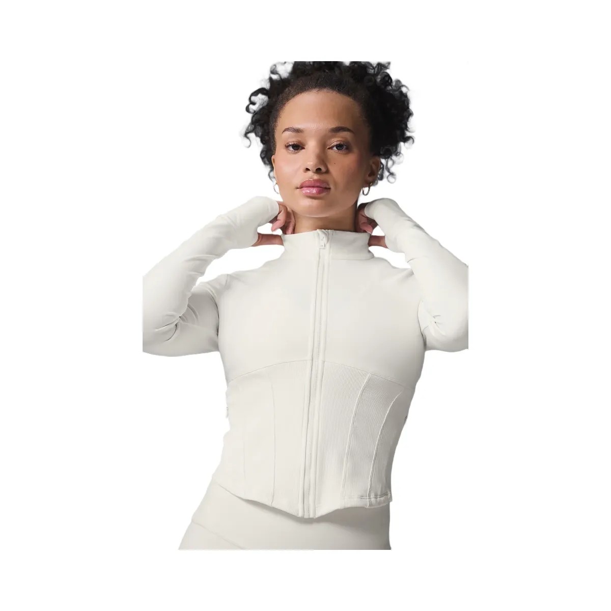 Alo Women's Airbrush Corset Full Zip Jacket - Ivory - HypeFly India View 1
