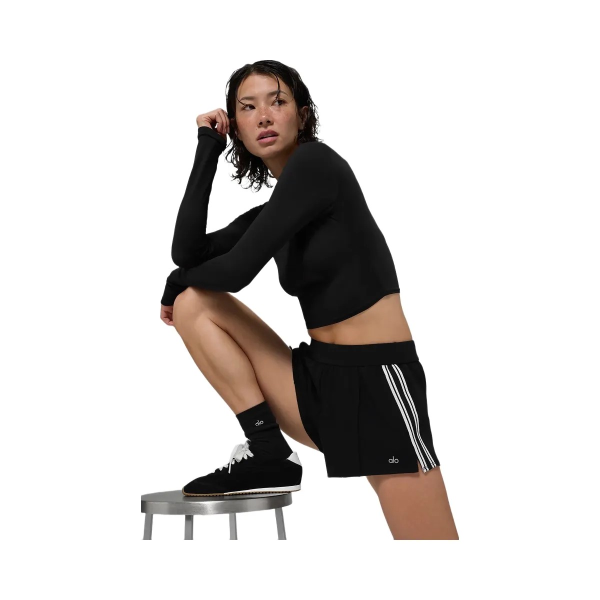 Alo Women's Track Star Short - Black - HypeFly India View 3