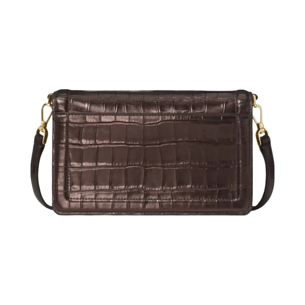 Kate Spade Knott Croc Embossed Mini Flap Crossbody Hot Fudge - HypeFly India View 3