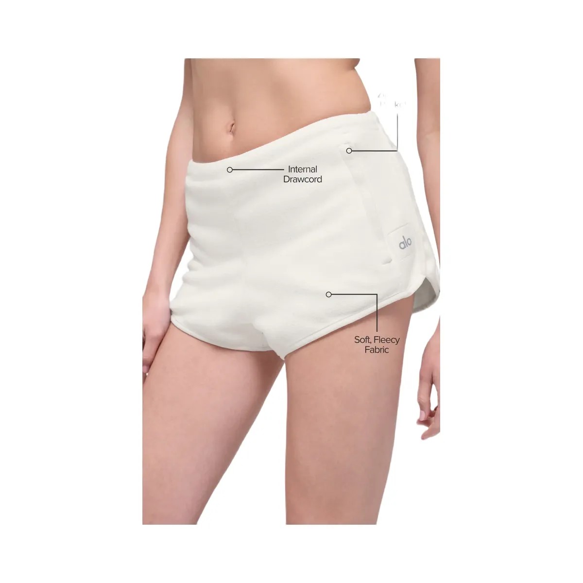 Alo Women's Polar Fleece Retreat Short - Ivory - HypeFly India View 2