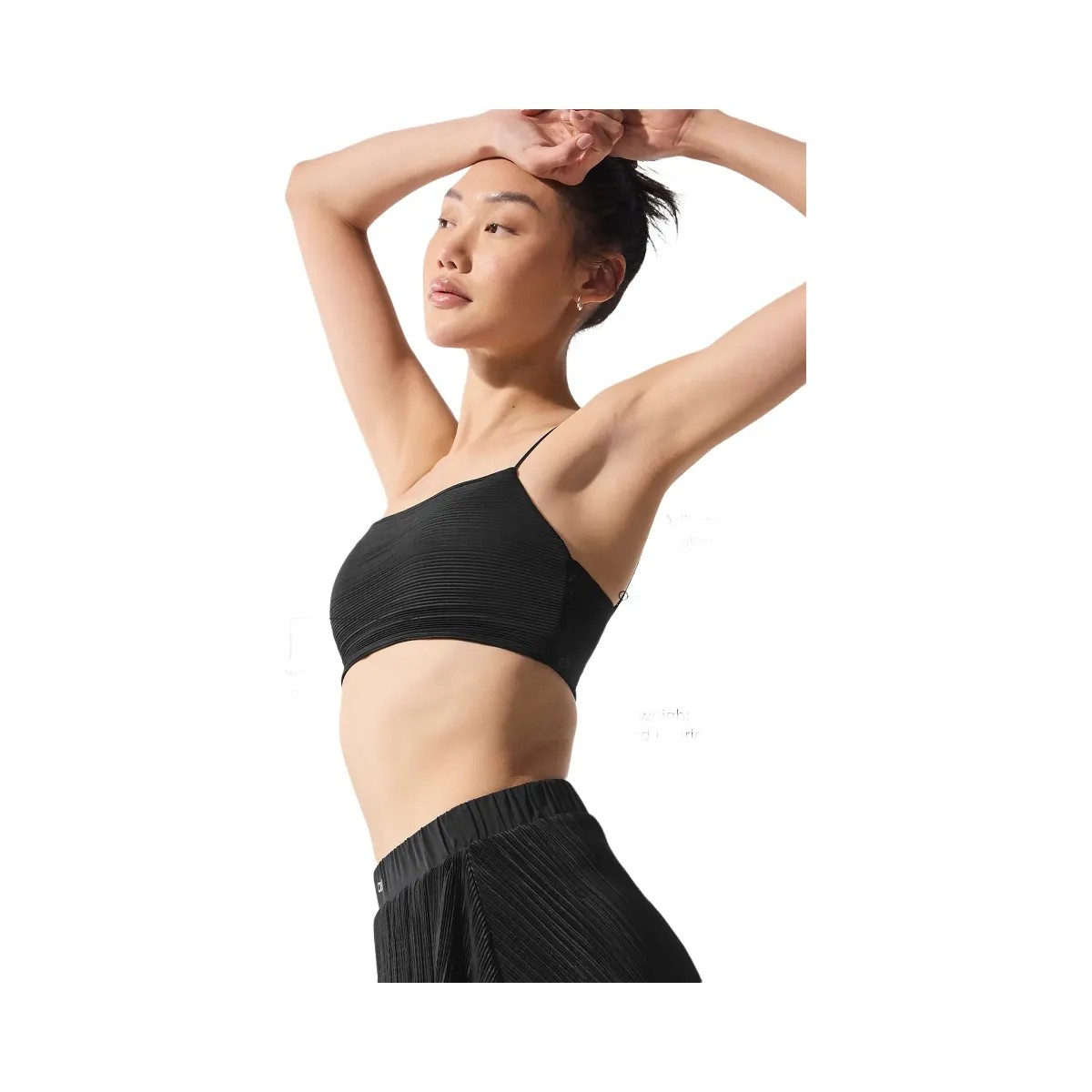 Alo Women's Micro Plisse Game On Bra - Black - HypeFly India View 2