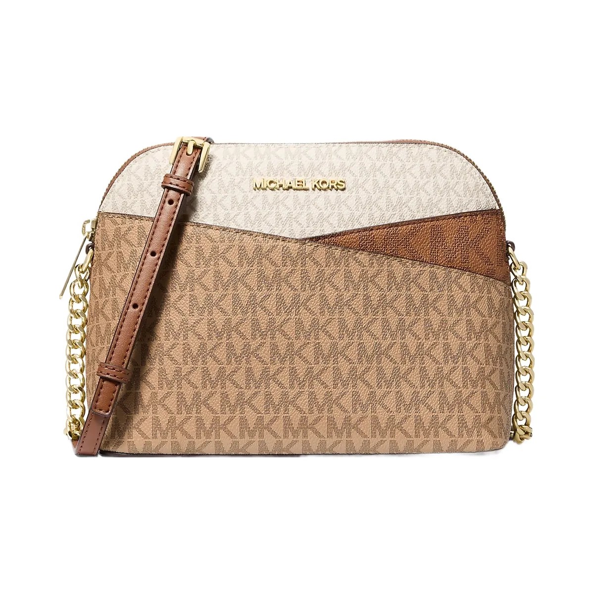 Michael Kors Jet Set Travel Medium Color-Block Signature Logo Crossbody Bag Camel Mlt - HypeFly India View 1