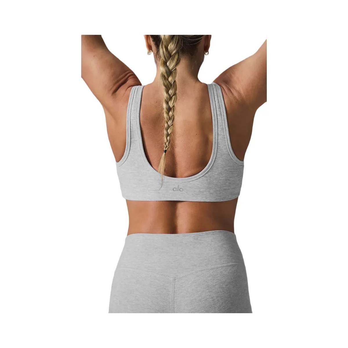 Alo Women's Alosoft Center Stage Bra - Athletic Heather Grey - HypeFly India View 4