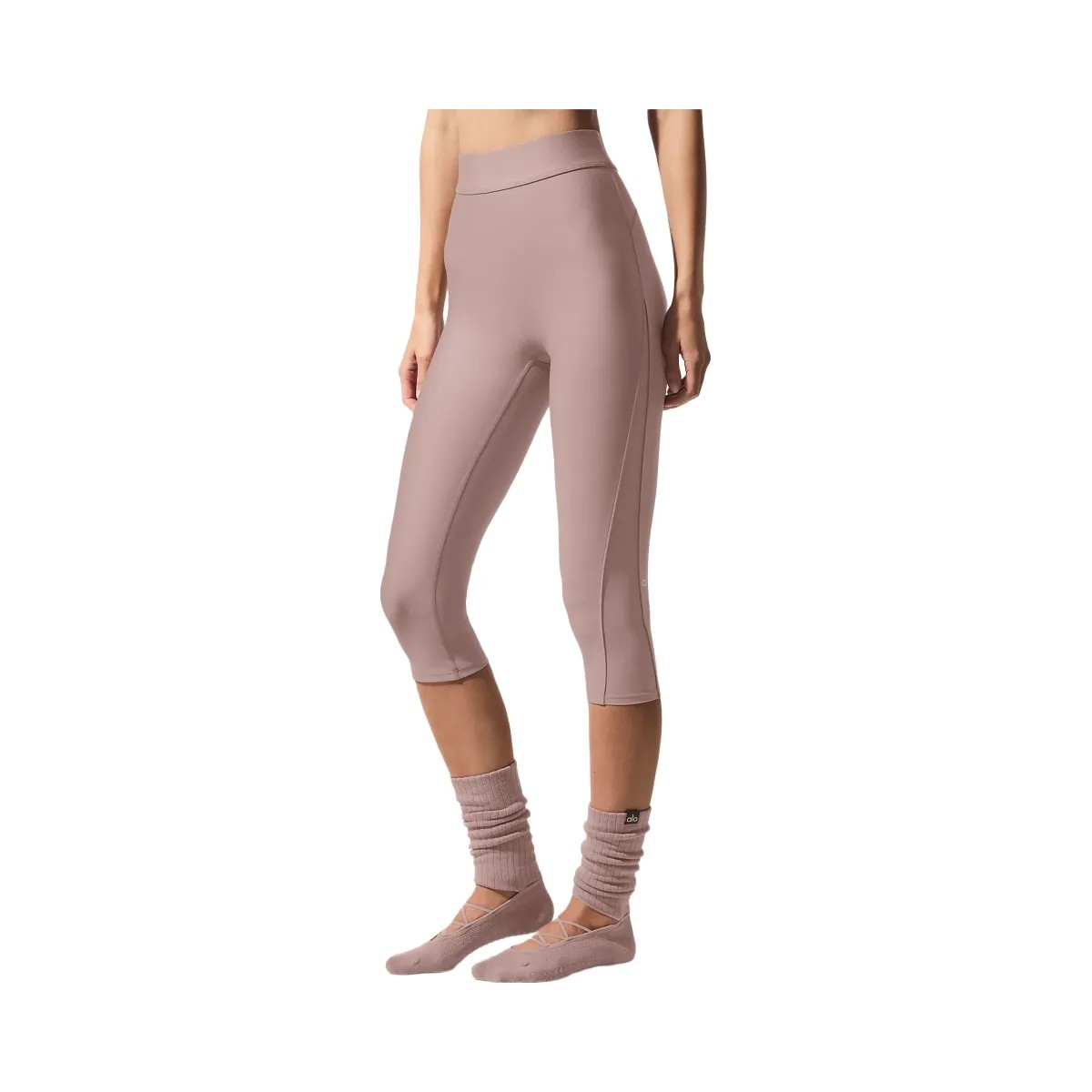 Alo Women's Airlift Mesh High-Waist Just Right Capri - Taupe - HypeFly India View 1