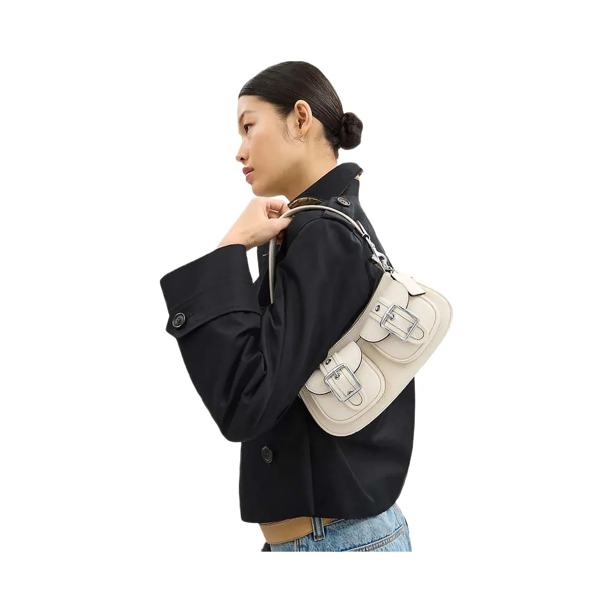 Coach Ashton Bag Pebbled Leather-Silver-Chalk - HypeFly India View 2