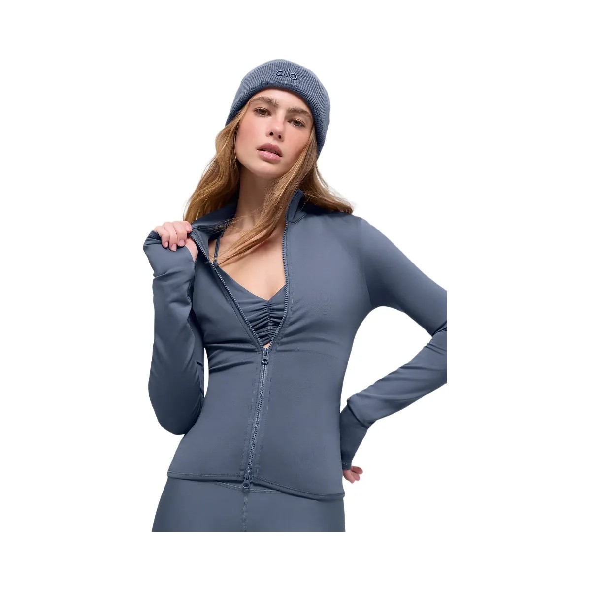 Alo Women's Airlift Winter Warm Radiant Full-Zip Jacket - Bluestone - HypeFly India View 1