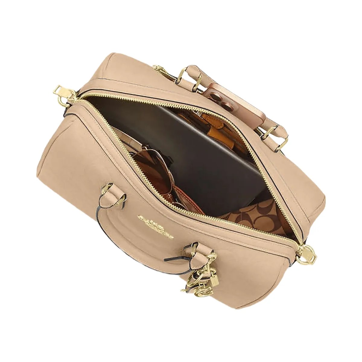 Coach Rowan Large Satchel Bag In Signature Leather Pebbled Leather-Im-Oat - HypeFly India View 4