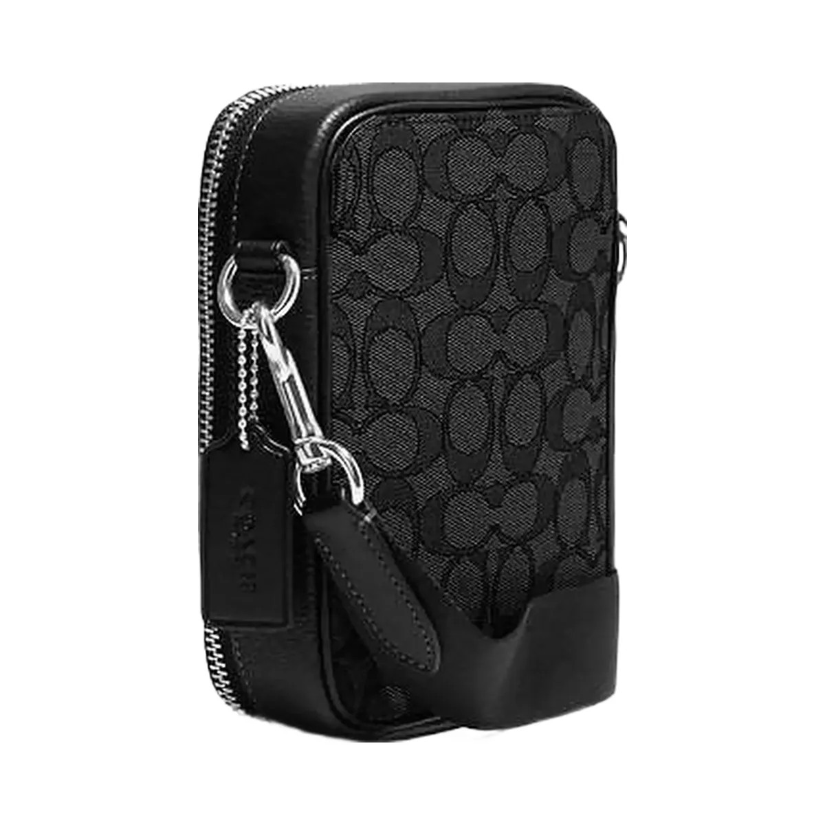 Coach Stanton Crossbody Bag In Signature Jacquard Signature Jacquard-Silver-Charcoal-Black - HypeFly India View 3