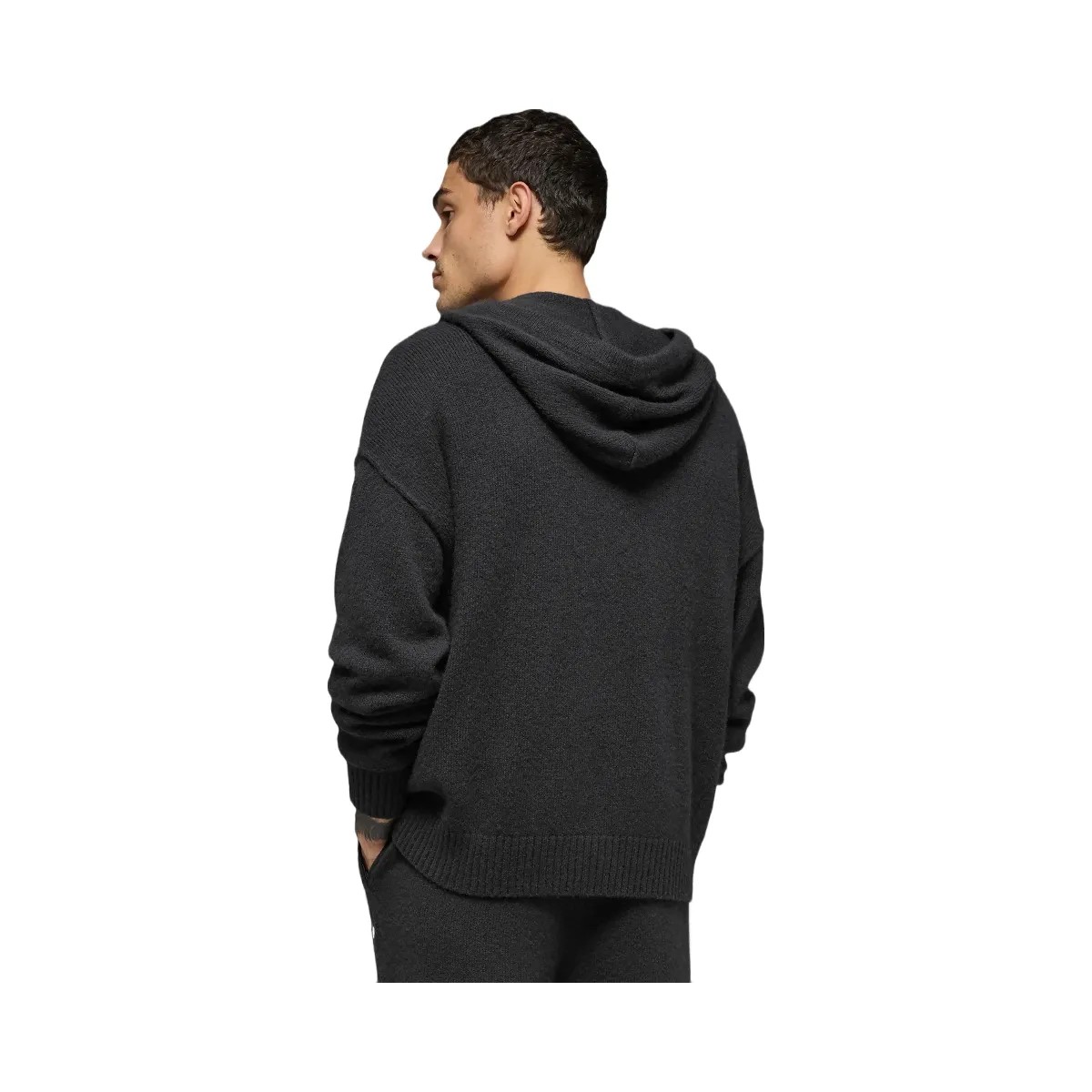 Alo Men's Wool Cashmere New Class Full Zip Hoodie - Black - HypeFly India View 4