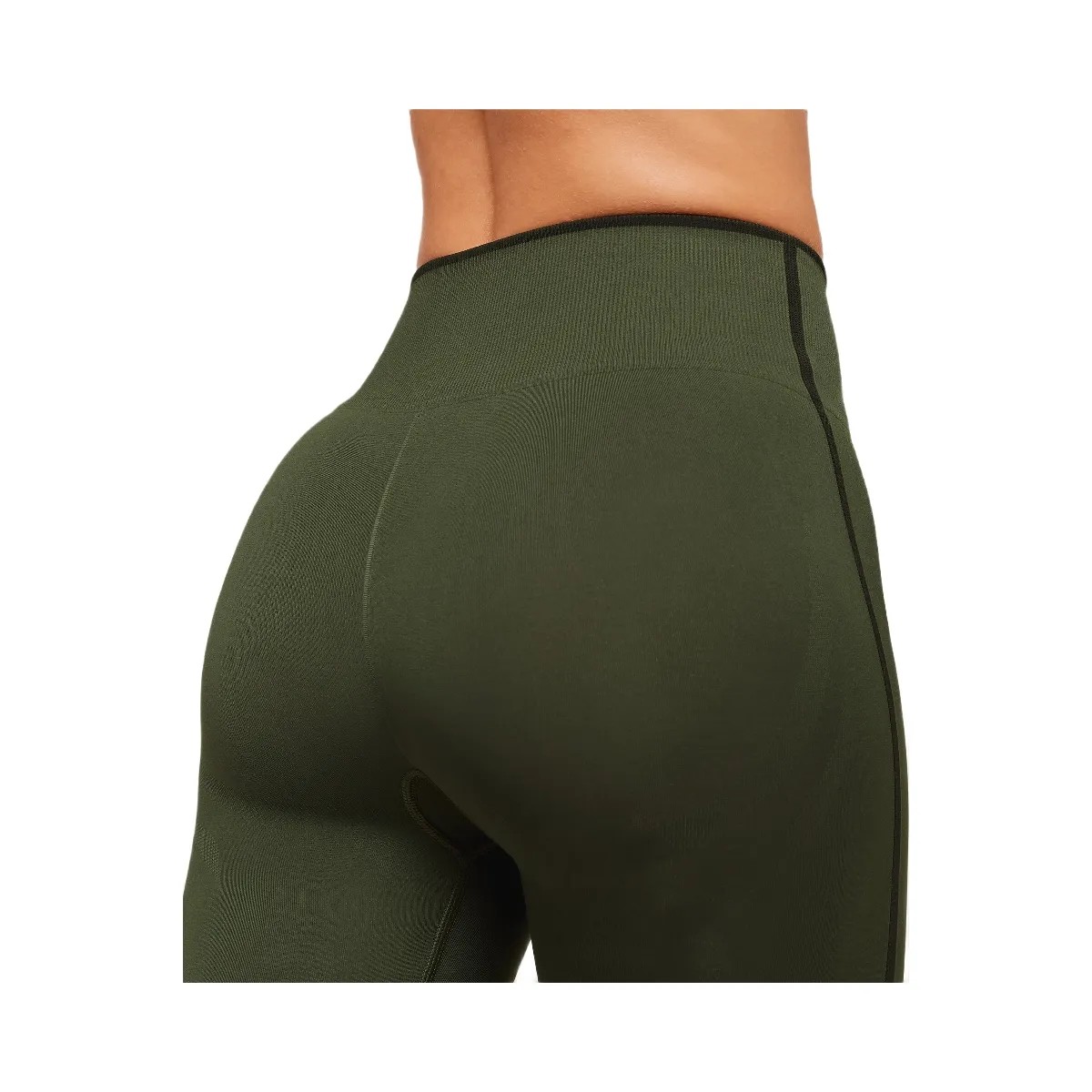 Gymshark Everyday Seamless Contrast Legging - Winter Olive/Black - HypeFly India View 4