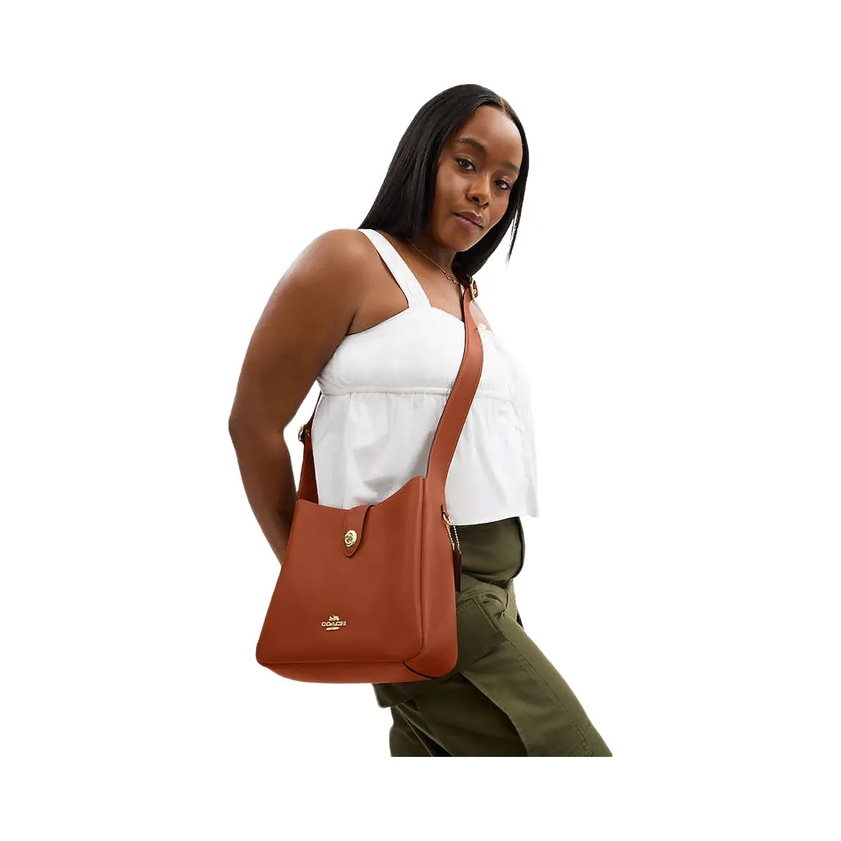 Coach Hadley Convertible Crossbody Smooth Leather-Gold-Tan - HypeFly India View 2