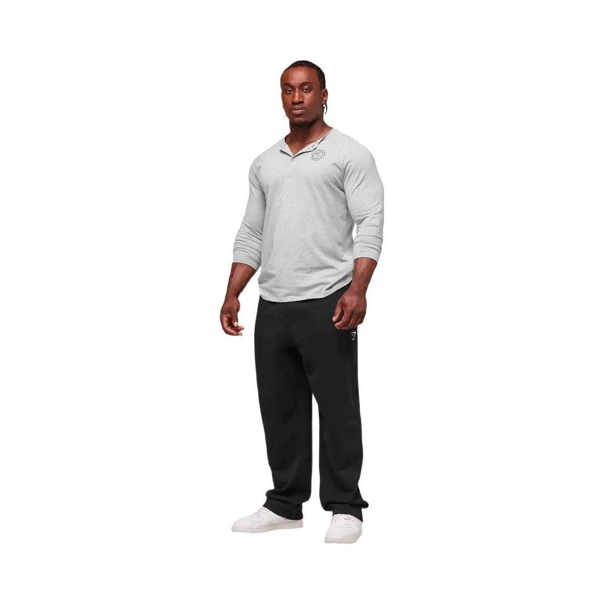 Gymshark Legacy Henley - Light Grey Marl - HypeFly India View 4