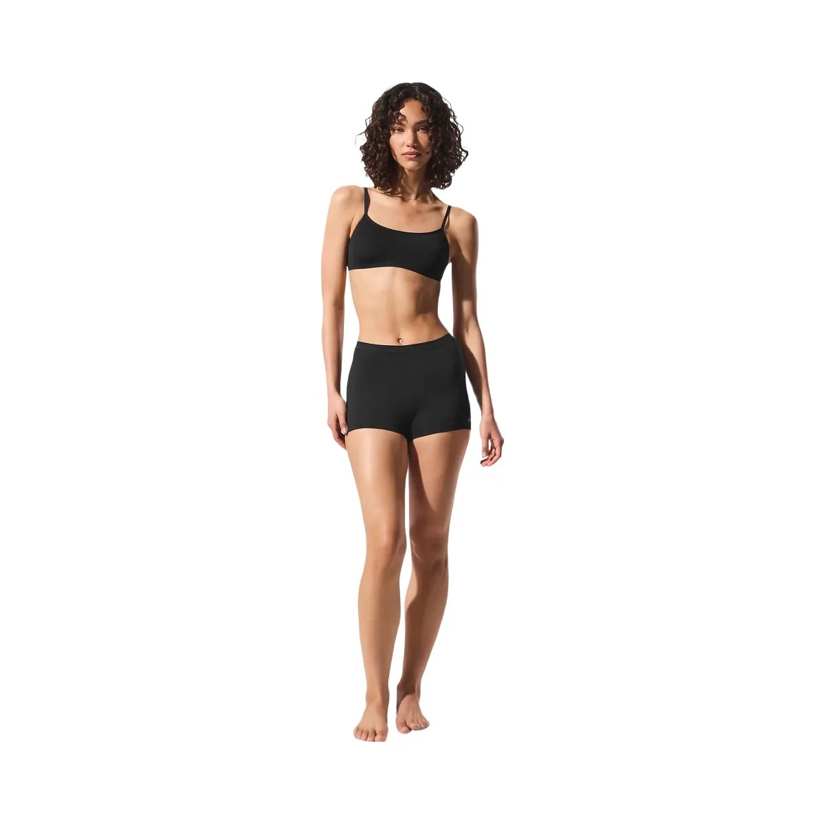 Alo Women's Sheer Glow Boyshort - Black - HypeFly India View 5