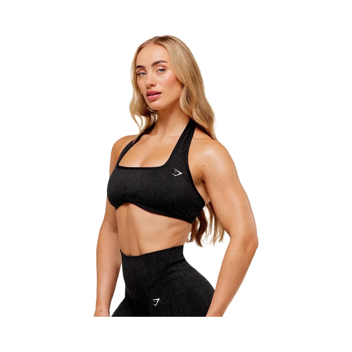 Gymshark Adapt Fleck x Whitney Halterneck Sports Bra - Black - HypeFly India View 3